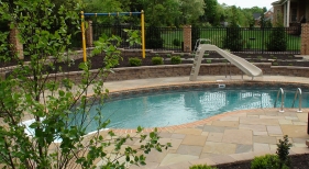 Inground Pool with Slide and Pool Landscaping